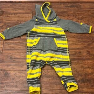 North Face Striped Fleece Hooded Jumpsuit 3-6 months